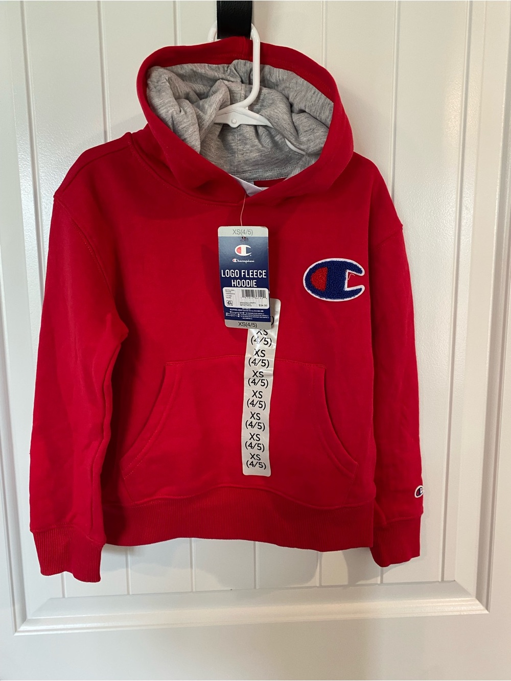 Champion Red Kids' Hoodie with Gray Lined Hood